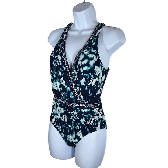 Jantzen Bleach Tie Dye Print Racerback Bathing Suit with Liw Back - Picture 4 of 11